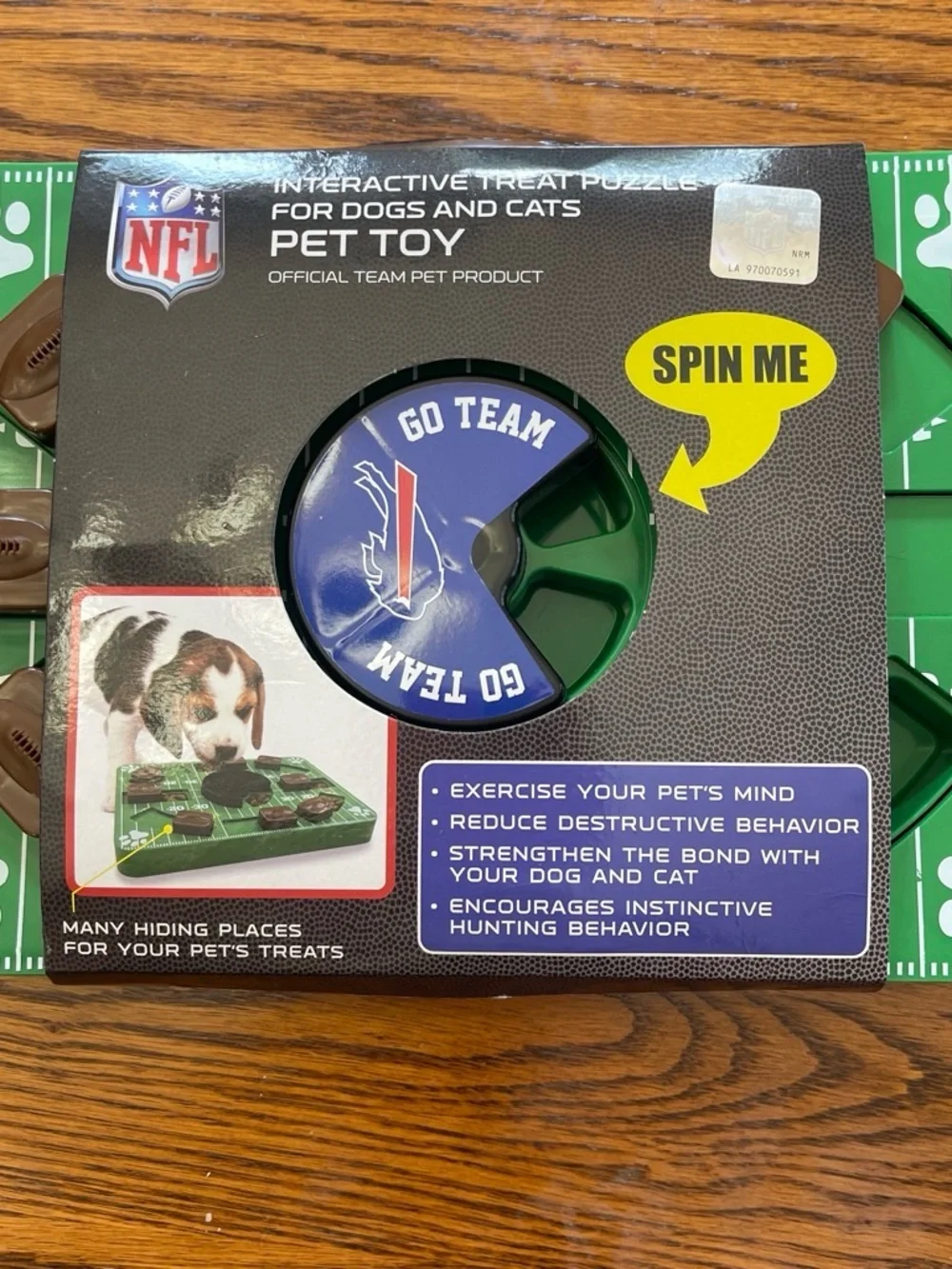 NFL Pet Treat Puzzle Toy - Blue and Green Spin Wheel